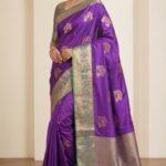 Royal Purple Soft Silk Saree with Antique Zari Border