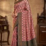 Pink & Green Zig-Zag Fancy Cotton Saree
