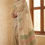 Chettinadu Handloom Beige Cotton Saree