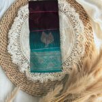 Purple & Gold Silk Cotton Saree with Peacock Motif Border