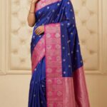 Fancy Soft Silk Saree – Royal Blue & Pink