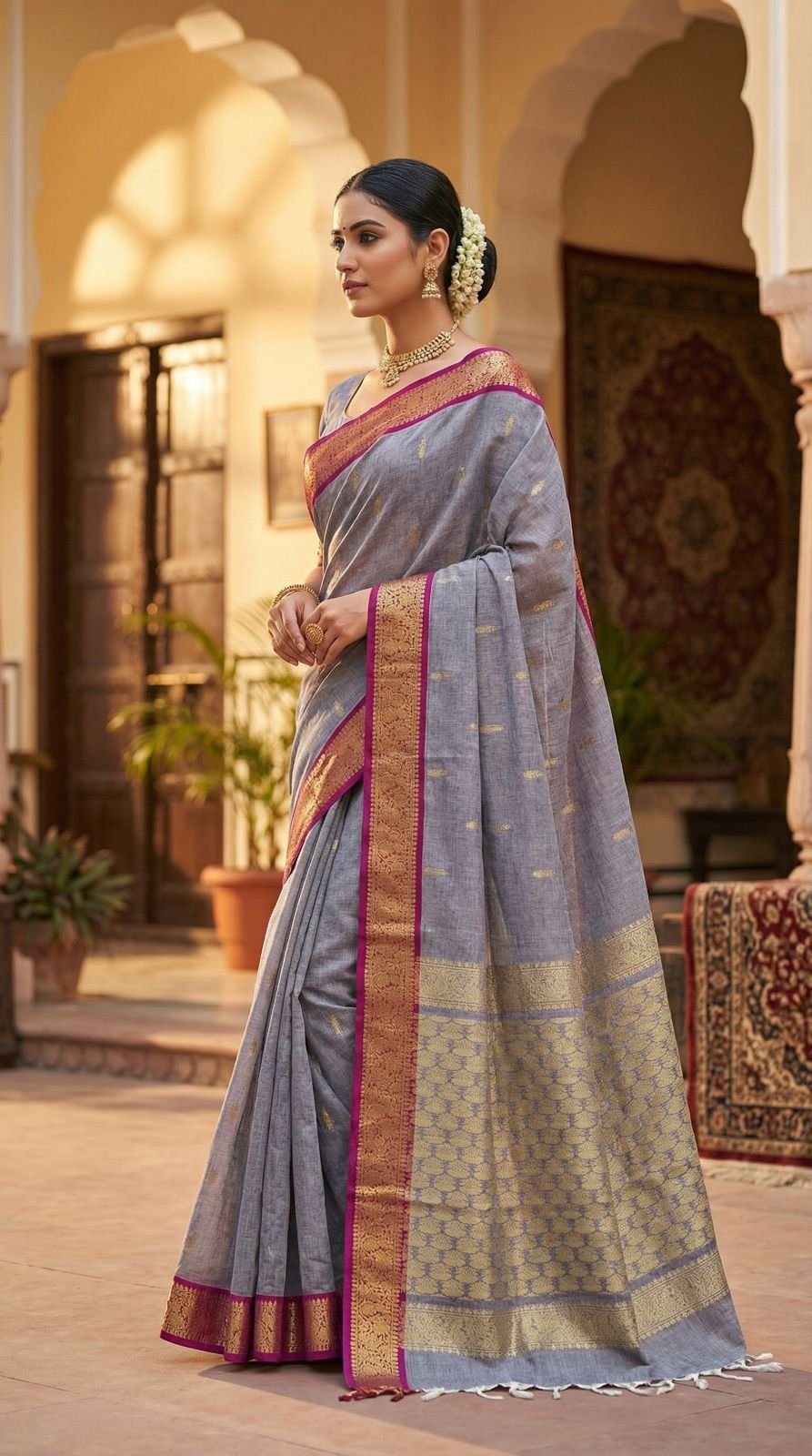 premium-handloom-cotton-saree-with-zari-border-rich-woven-pallu