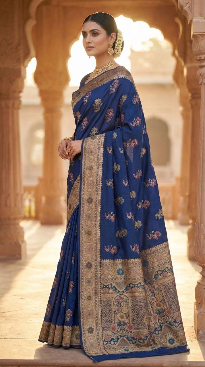 paithani-soft-pochampally-silk-saree-with-rich-zari-border-traditional-woven-pallu