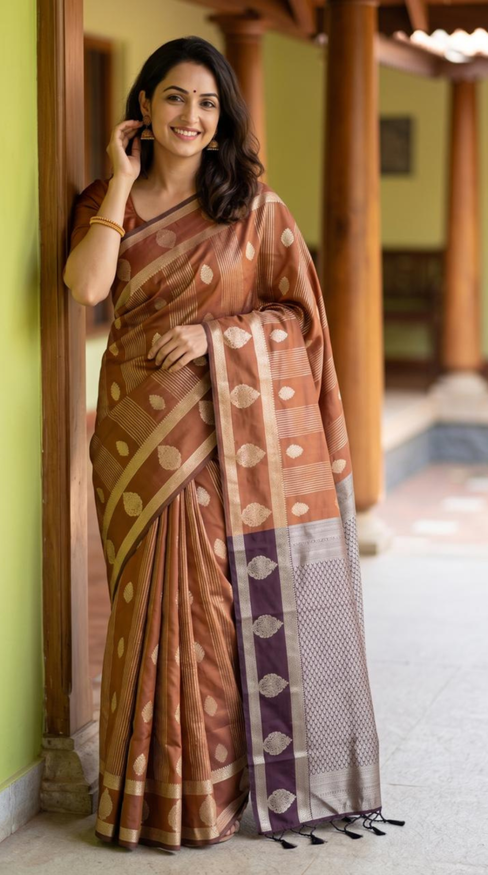 elegant-semi-silk-saree-with-zari-motifs-and-rich-traditional-border
