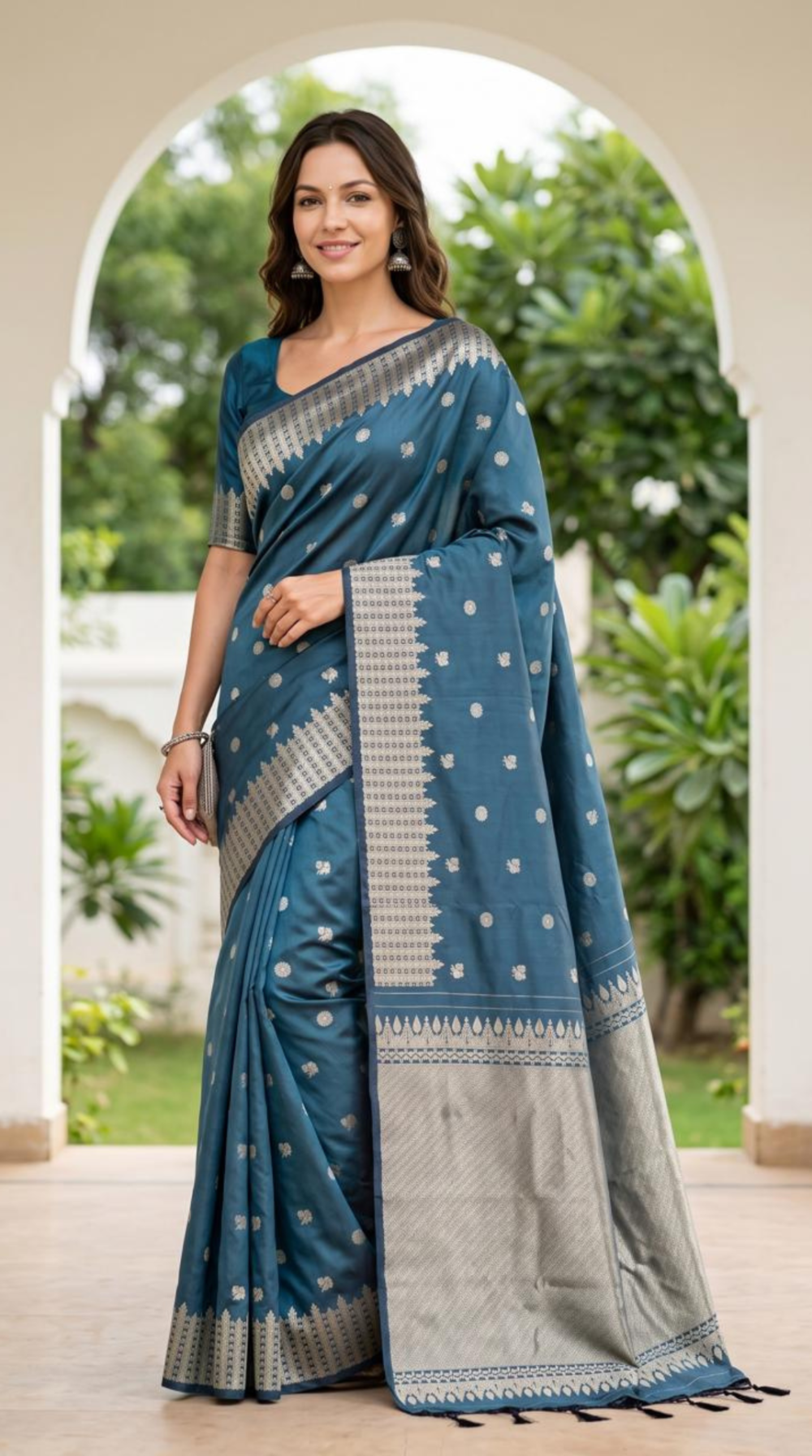 premium-semi-silk-saree-with-gold-zari-motifs-leaf-design-border