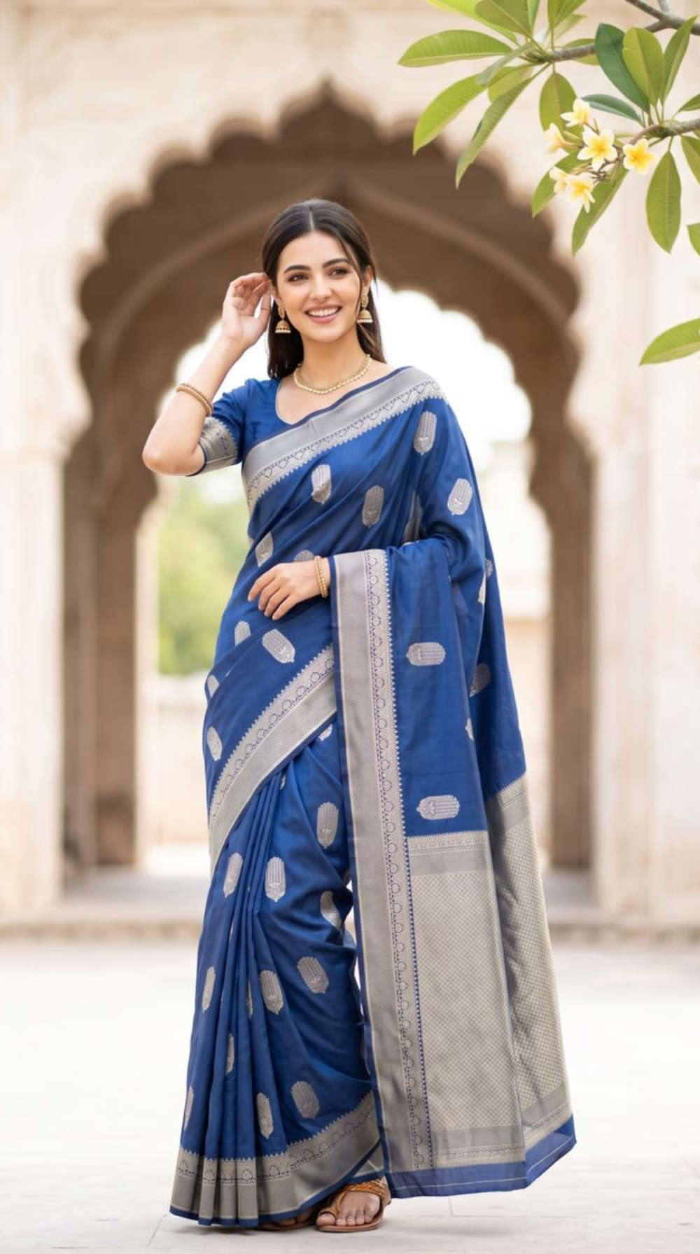 elegant-semi-silk-saree-with-zari-motifs-and-rich-woven-border
