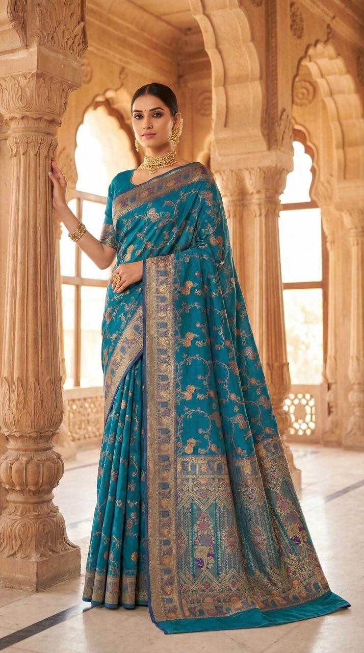 paithani-soft-pochampally-silk-saree-with-floral-zari-weaving-heritage-designer-pallu