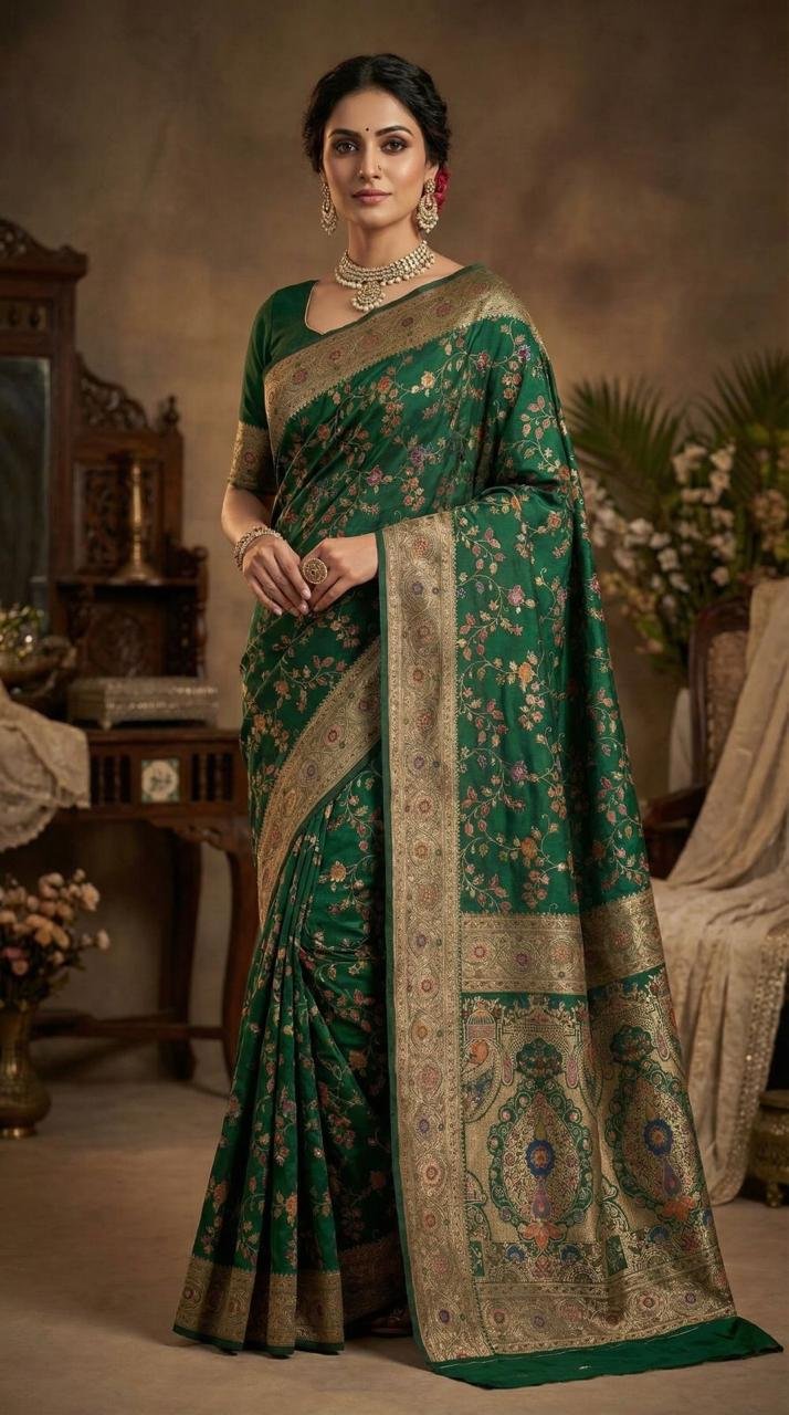 paithani-soft-pochampally-silk-saree-with-floral-zari-weaving-rich-heritage-pallu